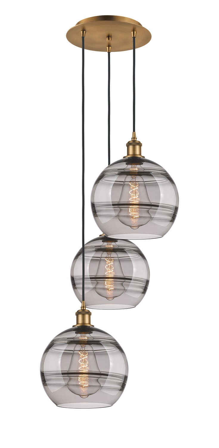 Three Light Pendant by Innovations - Ballston Collection, Brushed Brass Finish - 113B-3P-BB-G556-10SM