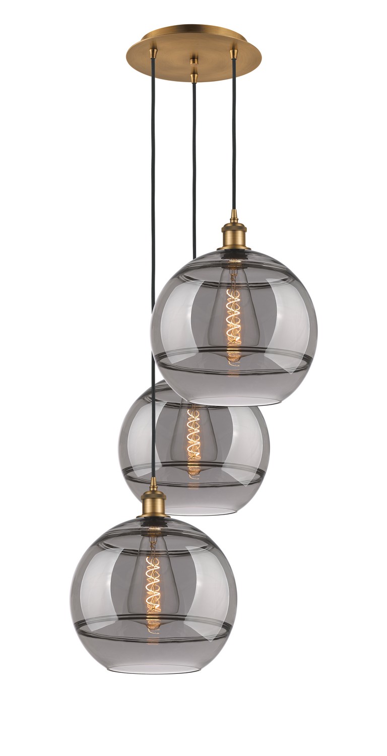 Three Light Pendant by Innovations - Ballston Collection, Brushed Brass Finish - 113B-3P-BB-G556-12SM
