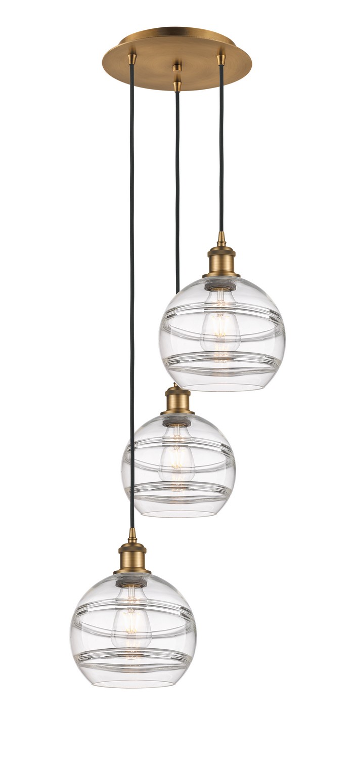 Three Light Pendant by Innovations - Ballston Collection, Brushed Brass Finish - 113B-3P-BB-G556-8CL