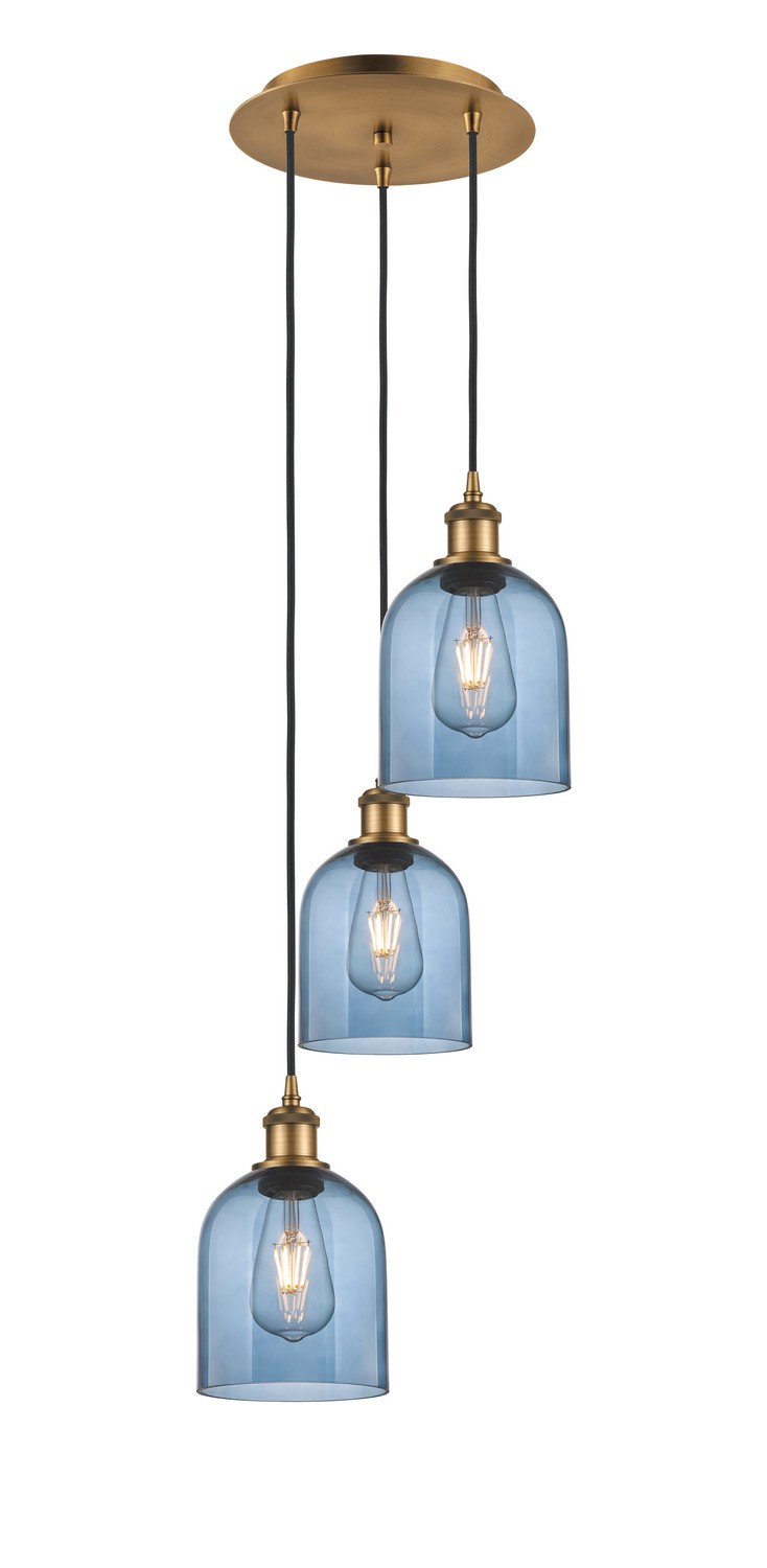 Three Light Pendant by Innovations - Ballston Collection, Brushed Brass Finish - 113B-3P-BB-G558-6BL