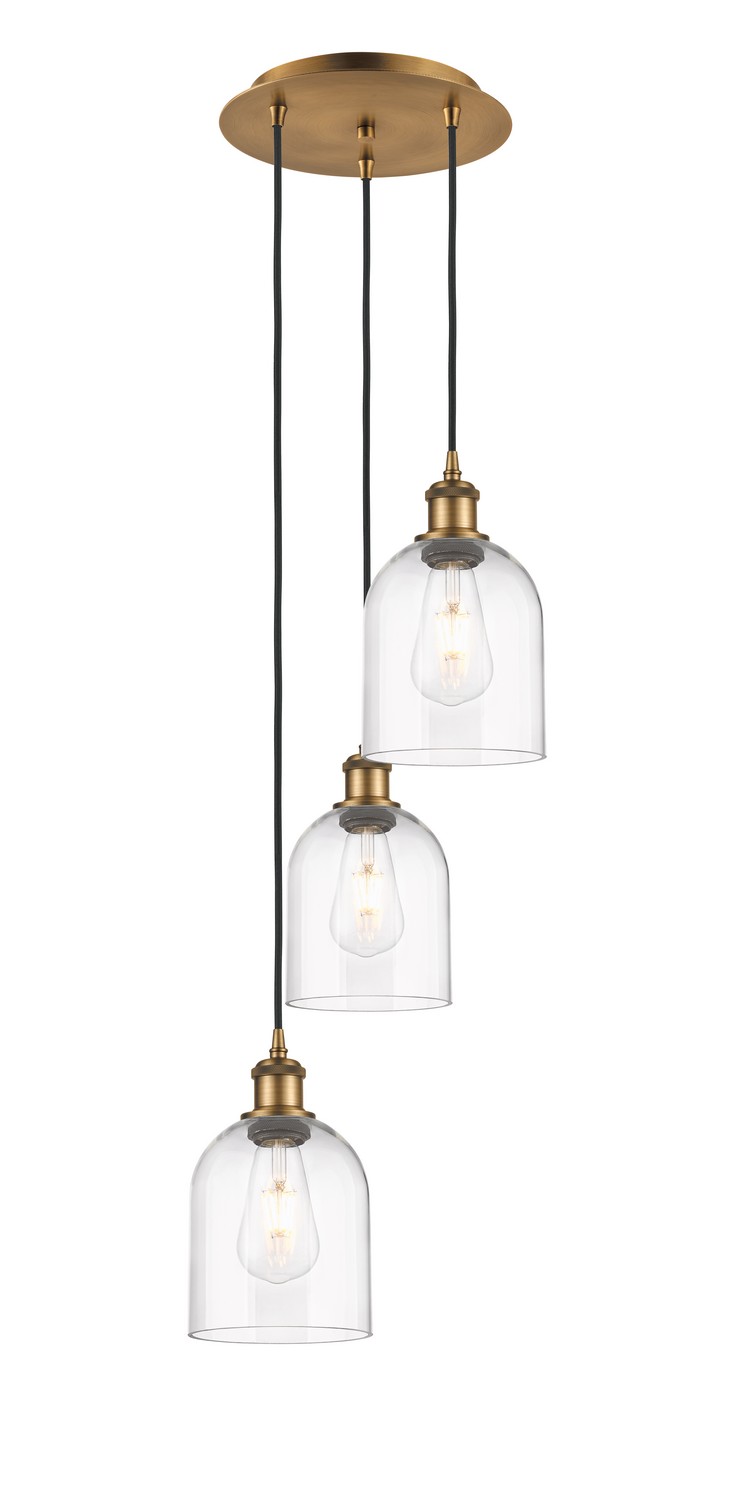 Three Light Pendant by Innovations - Ballston Collection, Brushed Brass Finish - 113B-3P-BB-G558-6CL