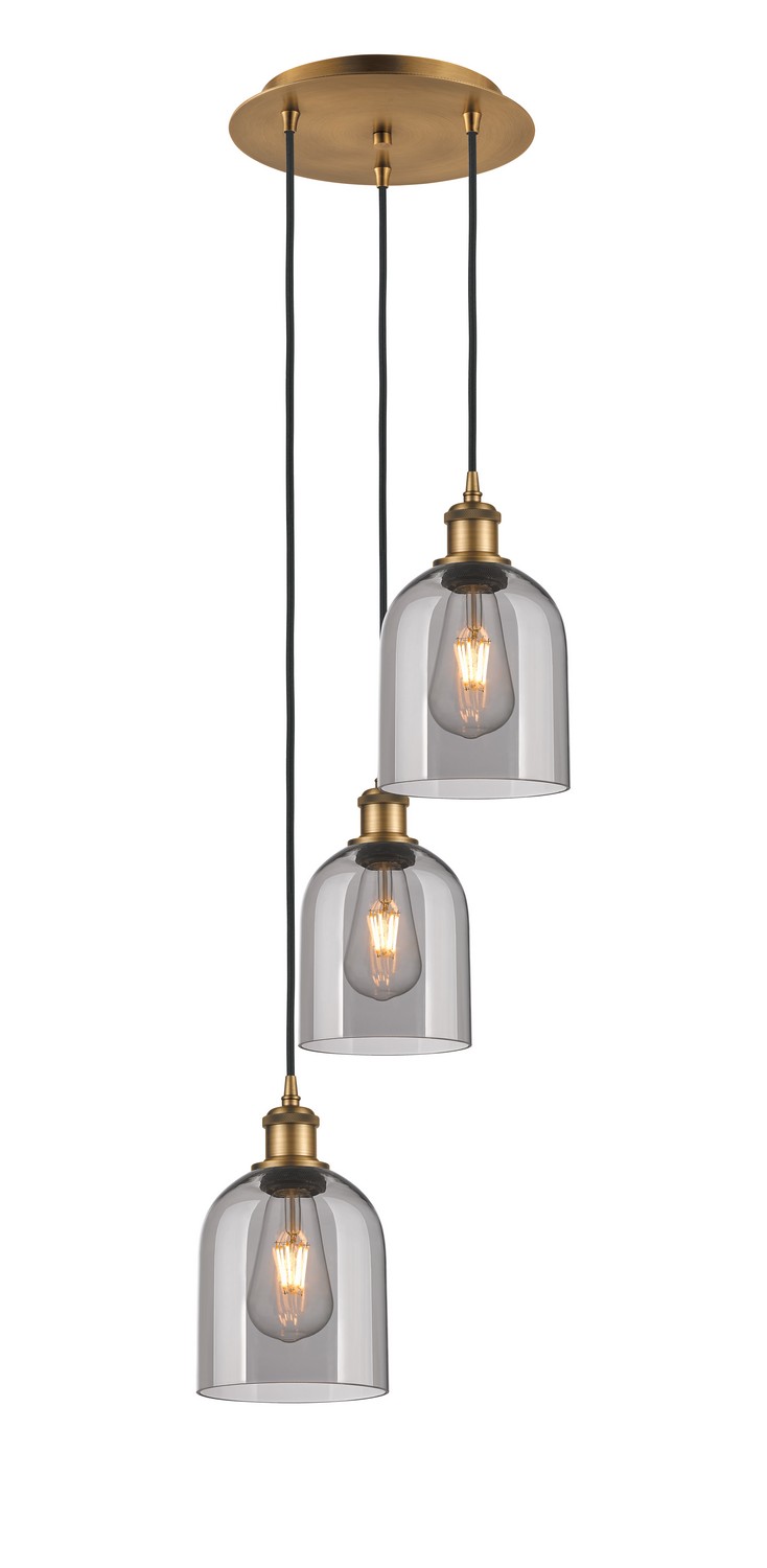 Three Light Pendant by Innovations - Ballston Collection, Brushed Brass Finish - 113B-3P-BB-G558-6SM