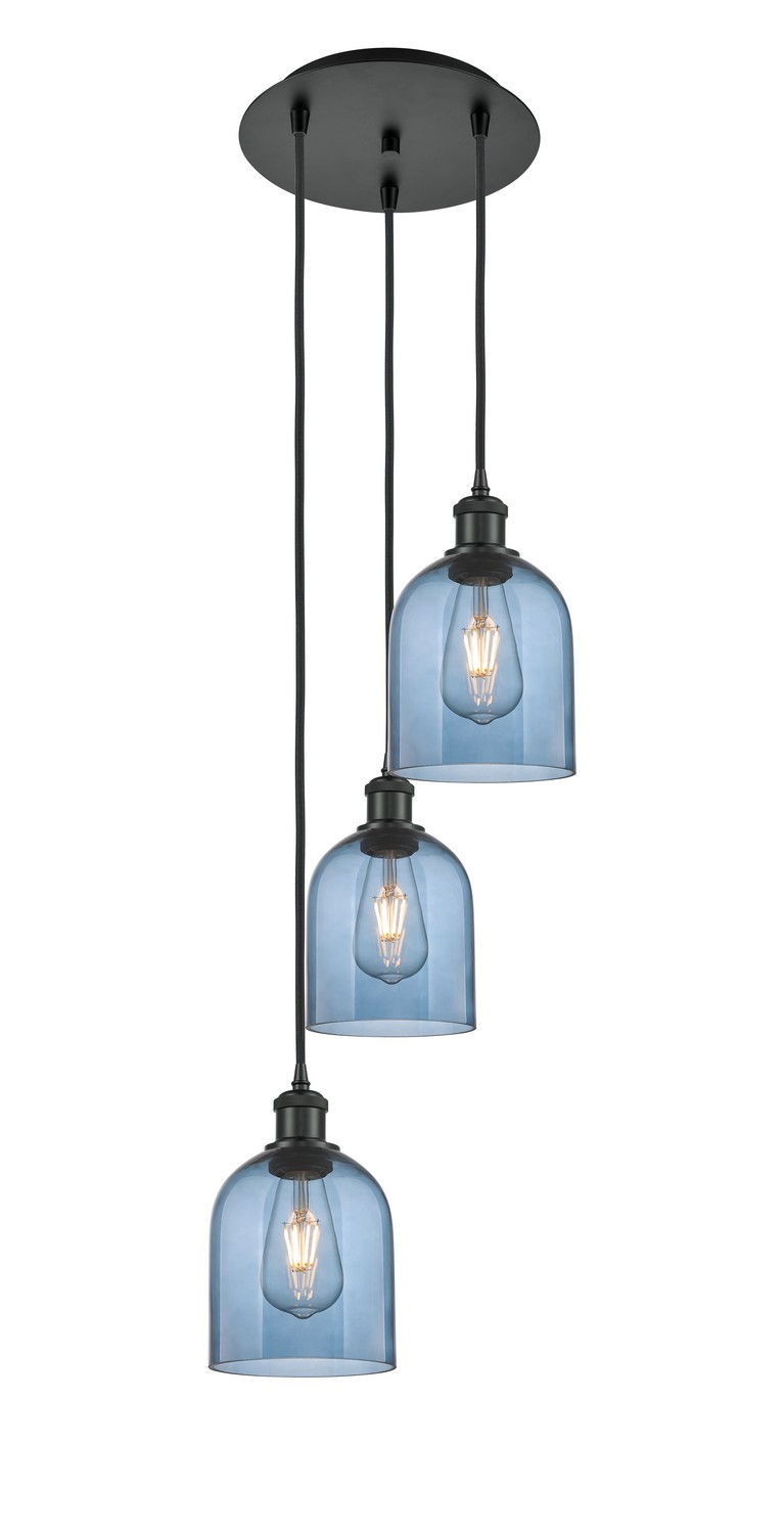 Three Light Pendant by Innovations - Ballston Collection, Matte Black Finish - 113B-3P-BK-G558-6BL