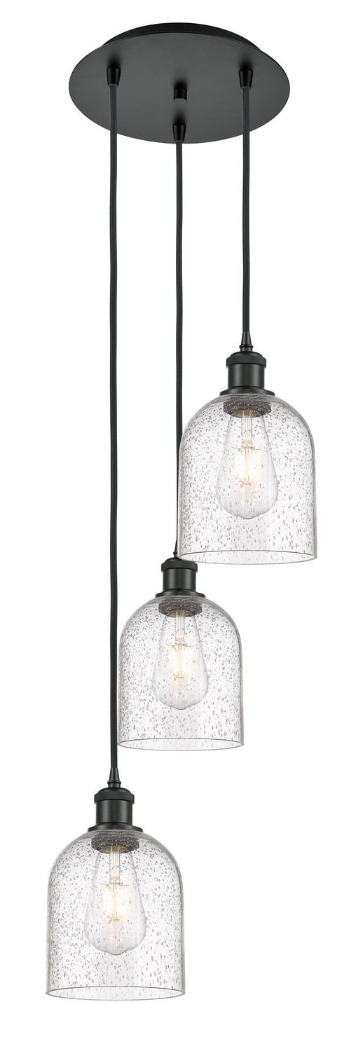 Three Light Pendant by Innovations - Ballston Collection, Matte Black Finish - 113B-3P-BK-G558-6SDY