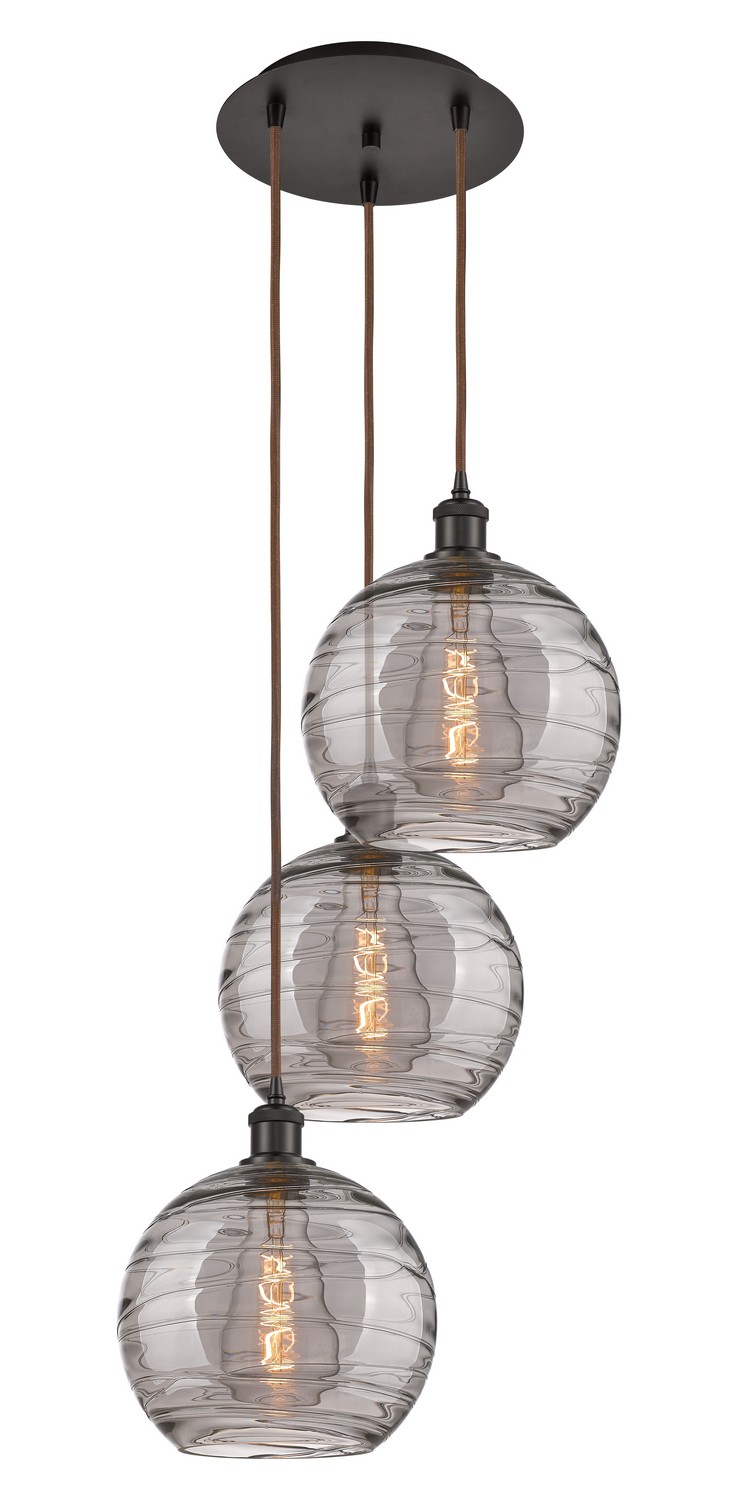 Three Light Pendant by Innovations - Ballston Collection, Oil Rubbed Bronze Finish - 113B-3P-OB-G1213-10SM