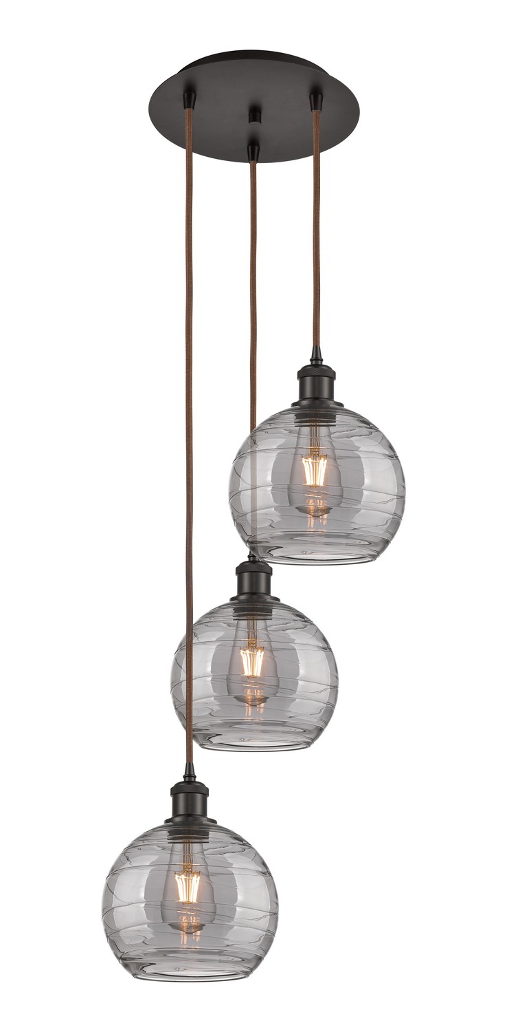 Three Light Pendant by Innovations - Ballston Collection, Oil Rubbed Bronze Finish - 113B-3P-OB-G1213-8SM