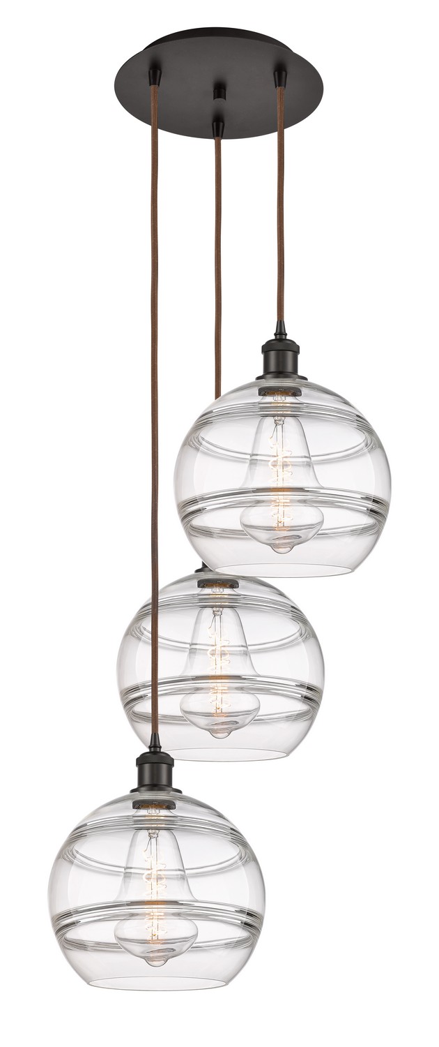Three Light Pendant by Innovations - Ballston Collection, Oil Rubbed Bronze Finish - 113B-3P-OB-G556-10CL