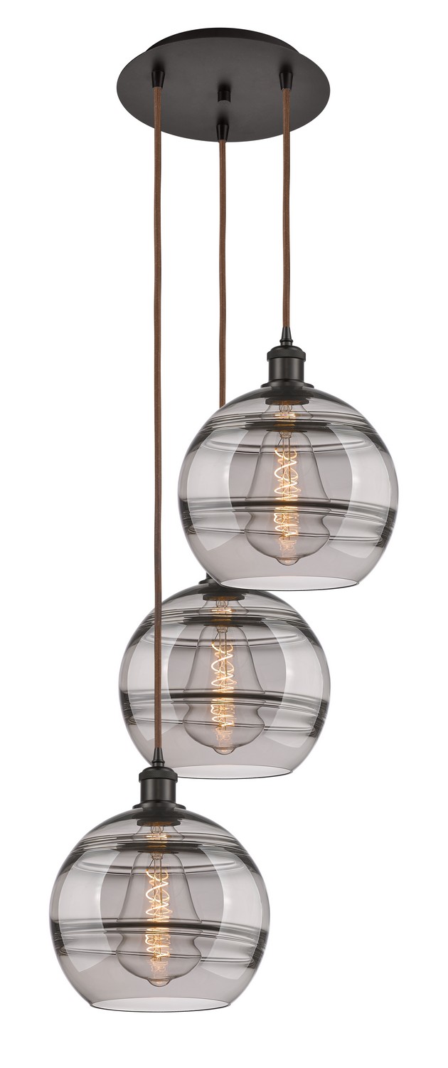 Three Light Pendant by Innovations - Ballston Collection, Oil Rubbed Bronze Finish - 113B-3P-OB-G556-10SM