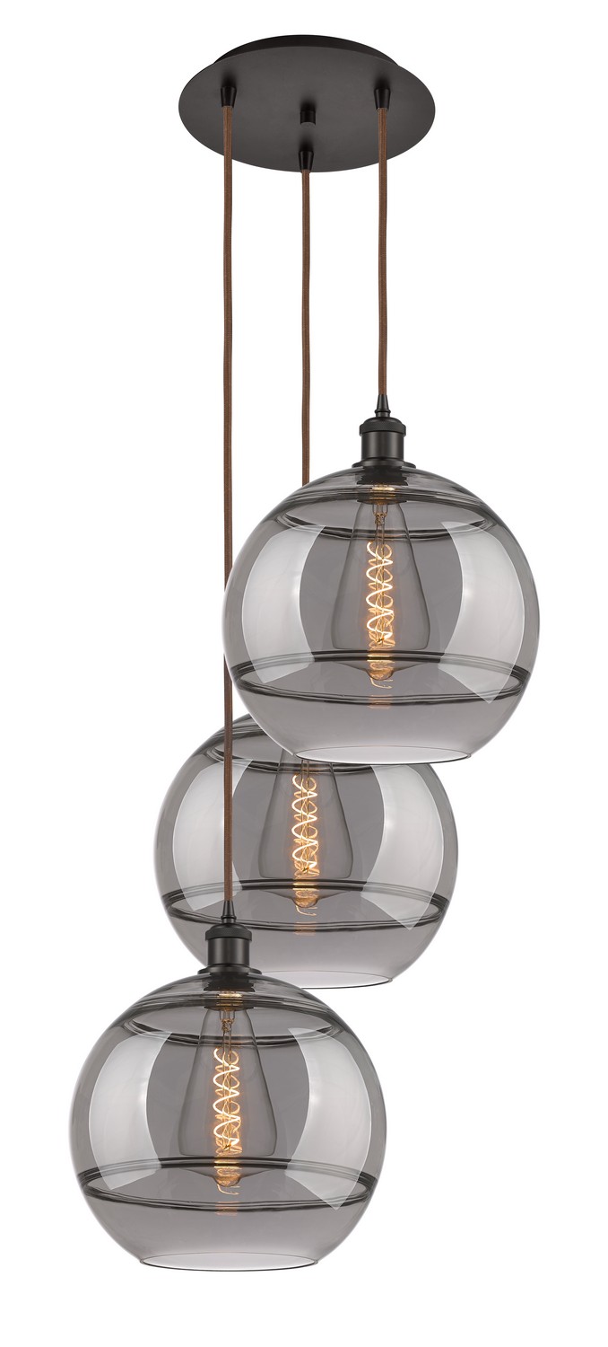 Three Light Pendant by Innovations - Ballston Collection, Oil Rubbed Bronze Finish - 113B-3P-OB-G556-12SM
