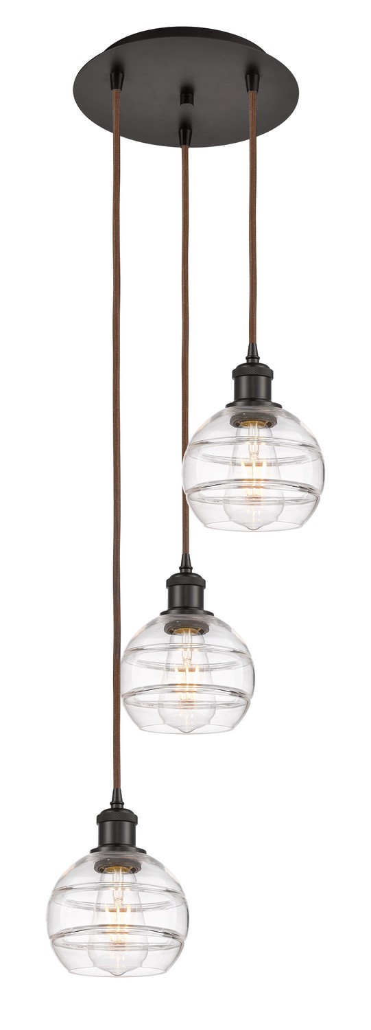Three Light Pendant by Innovations - Ballston Collection, Oil Rubbed Bronze Finish - 113B-3P-OB-G556-6CL