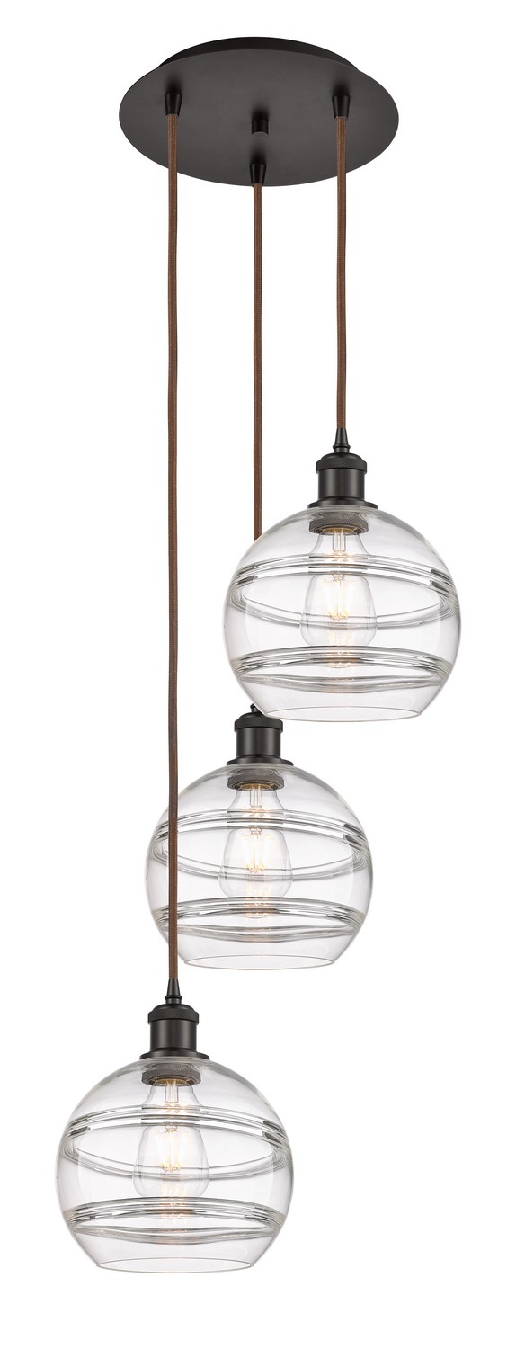 Three Light Pendant by Innovations - Ballston Collection, Oil Rubbed Bronze Finish - 113B-3P-OB-G556-8CL