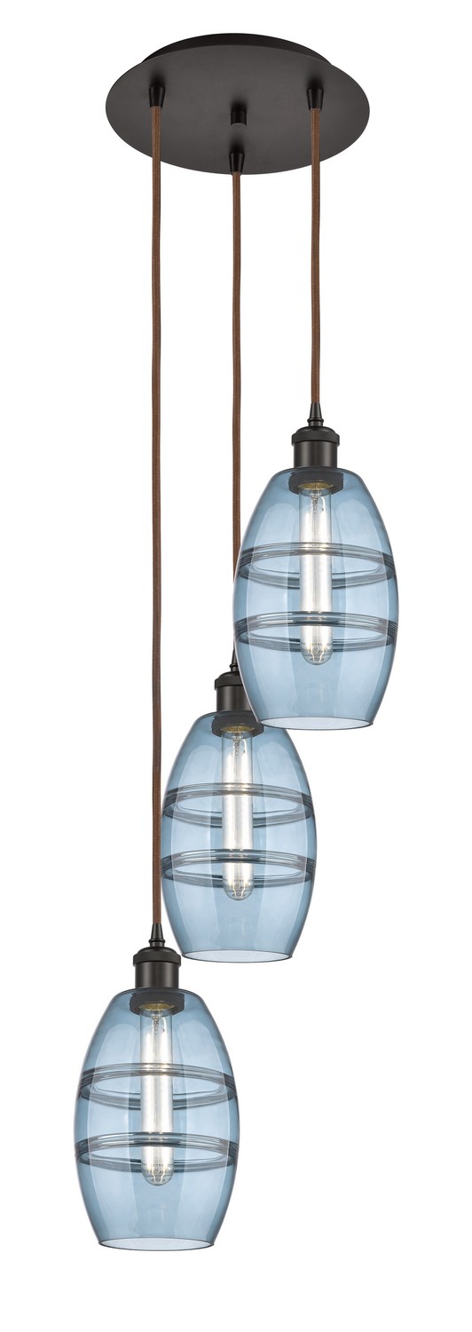 Three Light Pendant by Innovations - Ballston Collection, Oil Rubbed Bronze Finish - 113B-3P-OB-G557-6BL