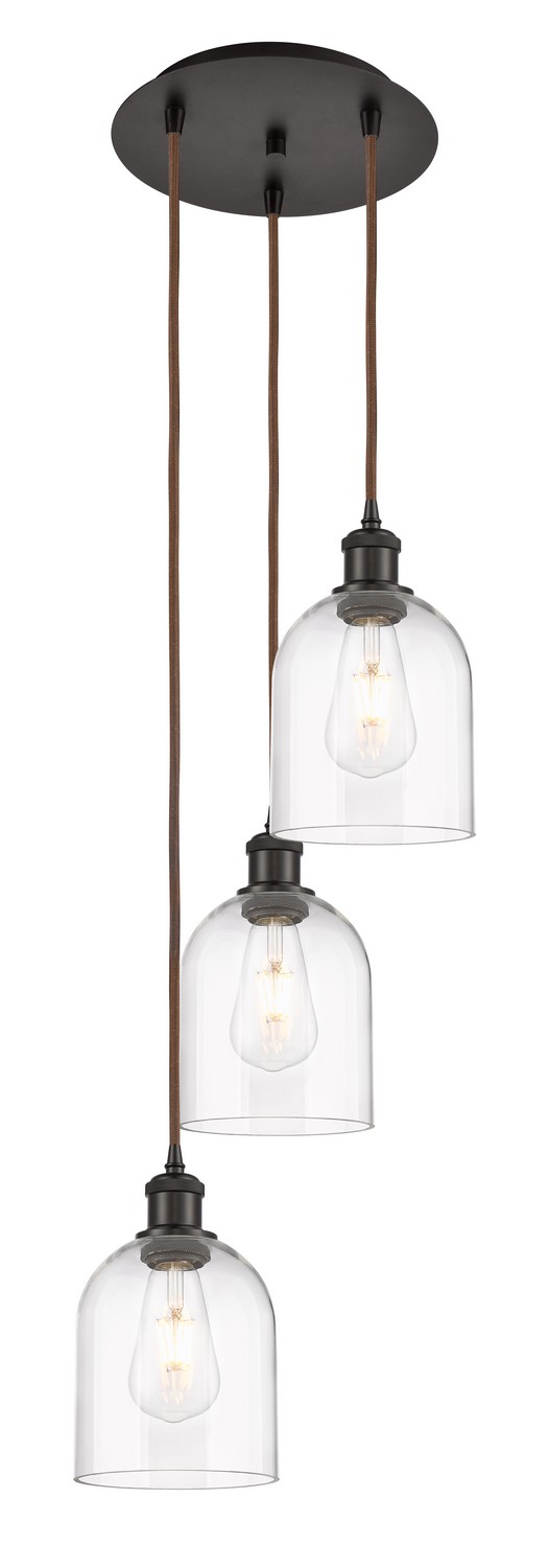 Three Light Pendant by Innovations - Ballston Collection, Oil Rubbed Bronze Finish - 113B-3P-OB-G558-6CL