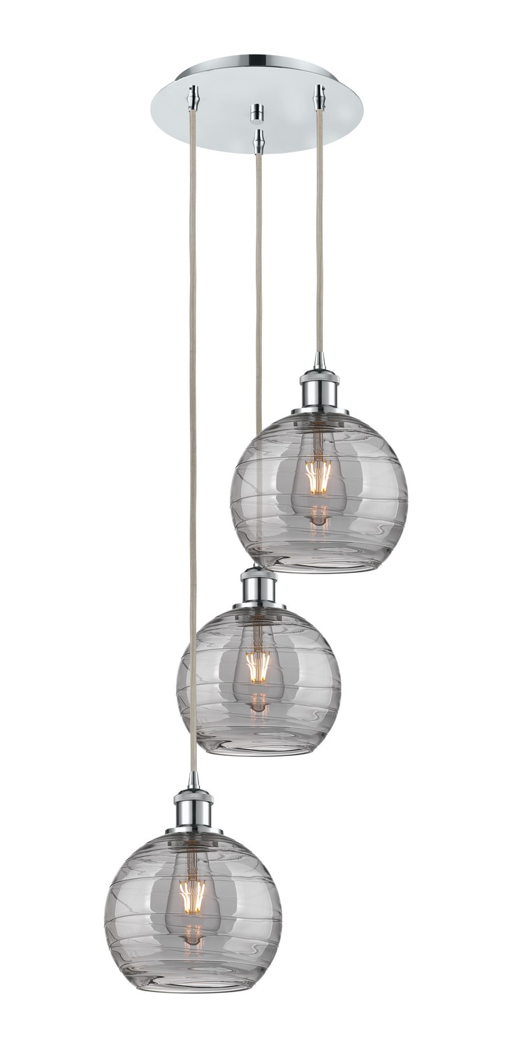 Three Light Pendant by Innovations - Ballston Collection, Polished Chrome Finish - 113B-3P-PC-G1213-8SM