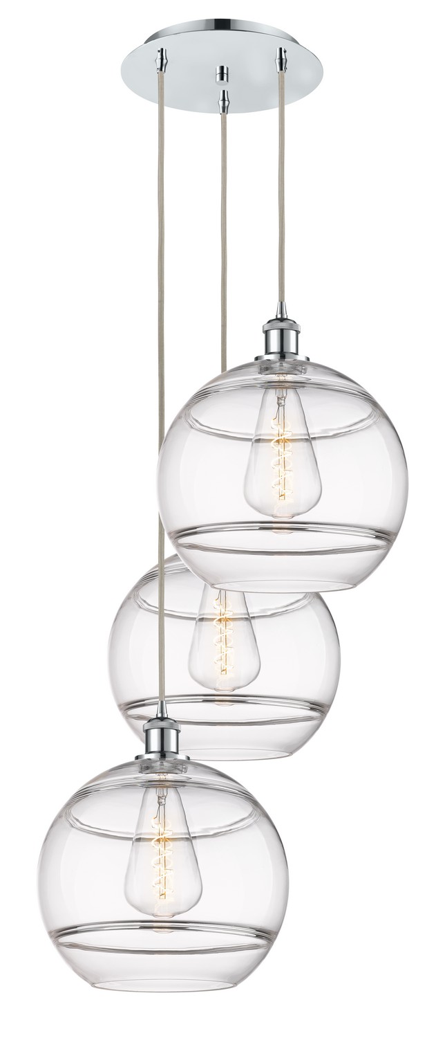Three Light Pendant by Innovations - Ballston Collection, Polished Chrome Finish - 113B-3P-PC-G556-12CL