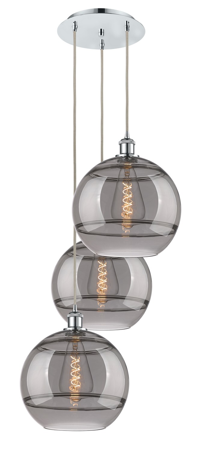 Three Light Pendant by Innovations - Ballston Collection, Polished Chrome Finish - 113B-3P-PC-G556-12SM