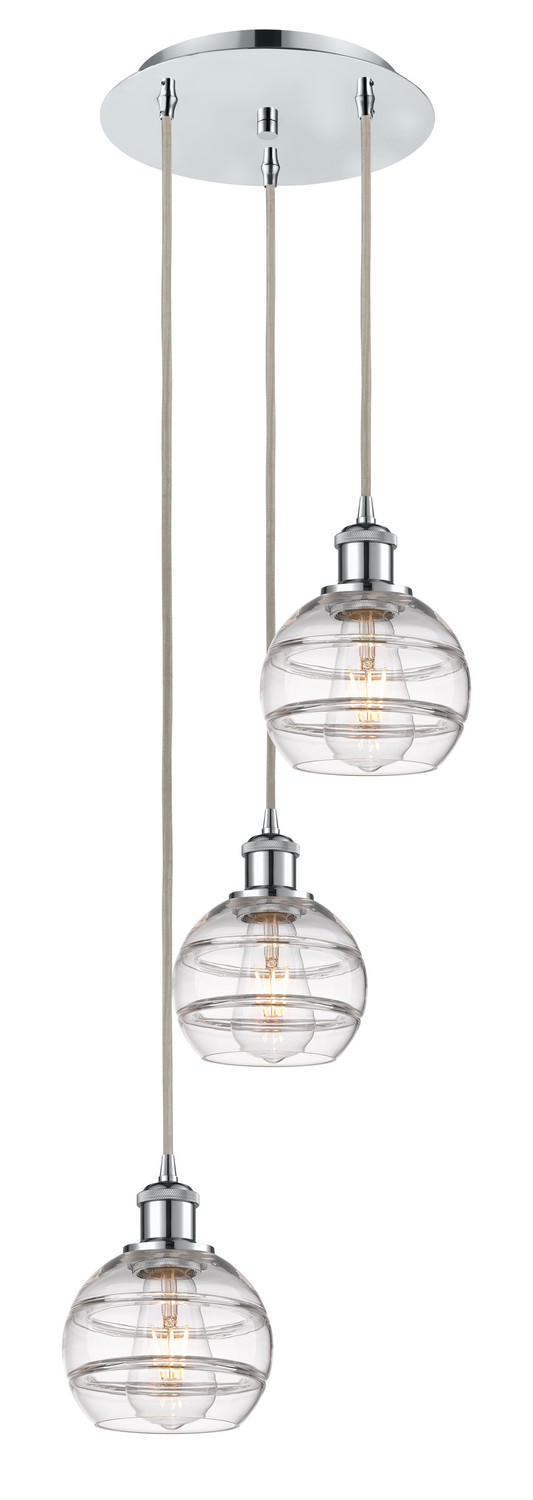 Three Light Pendant by Innovations - Ballston Collection, Polished Chrome Finish - 113B-3P-PC-G556-6CL