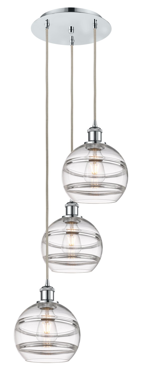 Three Light Pendant by Innovations - Ballston Collection, Polished Chrome Finish - 113B-3P-PC-G556-8CL