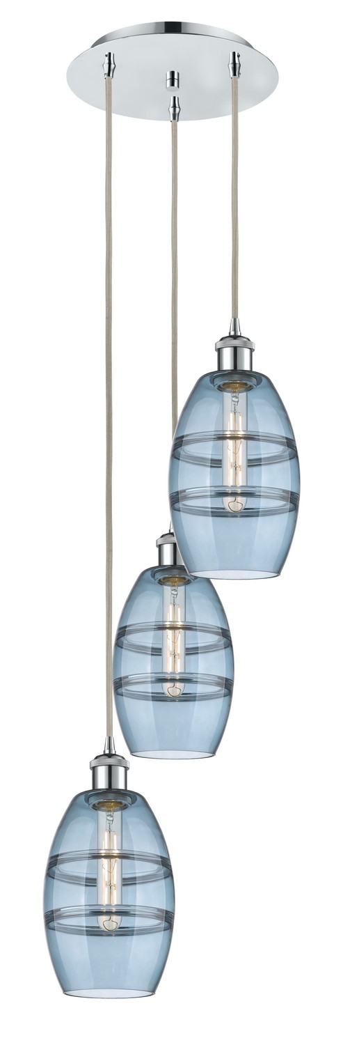 Three Light Pendant by Innovations - Ballston Collection, Polished Chrome Finish - 113B-3P-PC-G557-6BL