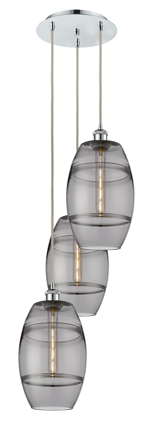 Three Light Pendant by Innovations - Ballston Collection, Polished Chrome Finish - 113B-3P-PC-G557-8SM