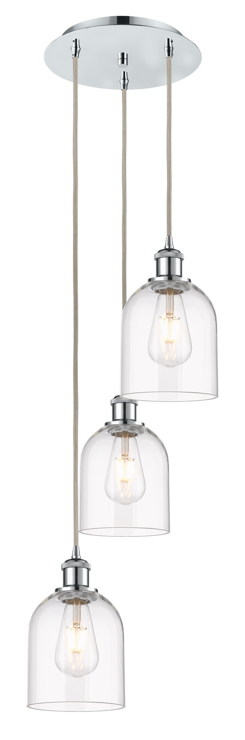 Three Light Pendant by Innovations - Ballston Collection, Polished Chrome Finish - 113B-3P-PC-G558-6CL