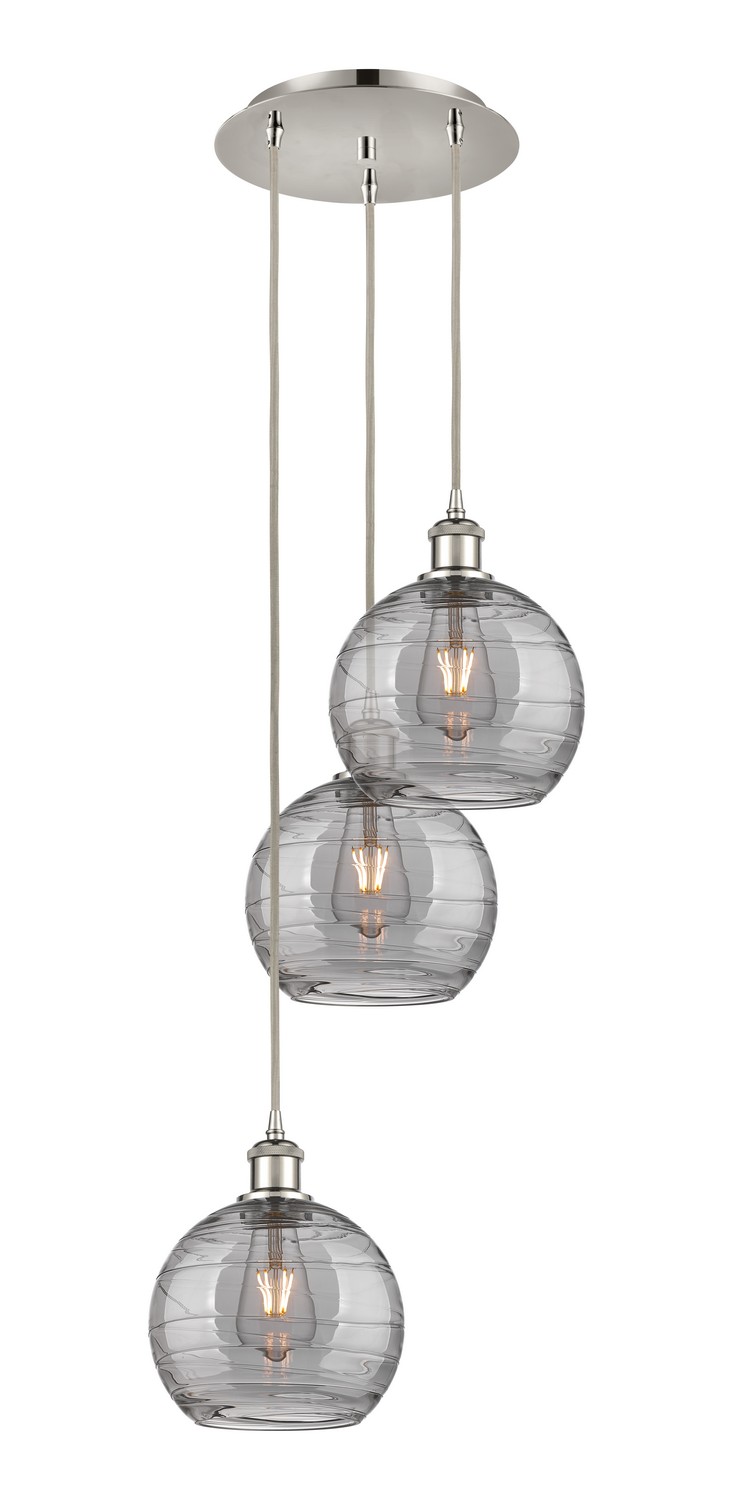 Three Light Pendant by Innovations - Ballston Collection, Polished Nickel Finish - 113B-3P-PN-G1213-8SM
