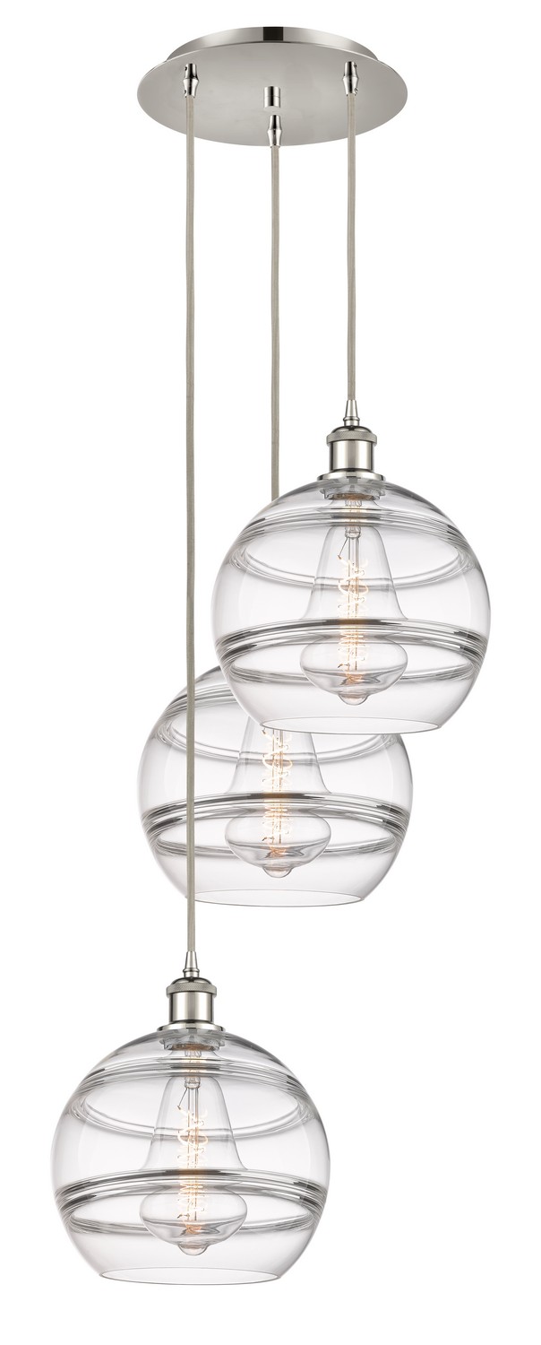 Three Light Pendant by Innovations - Ballston Collection, Polished Nickel Finish - 113B-3P-PN-G556-10CL