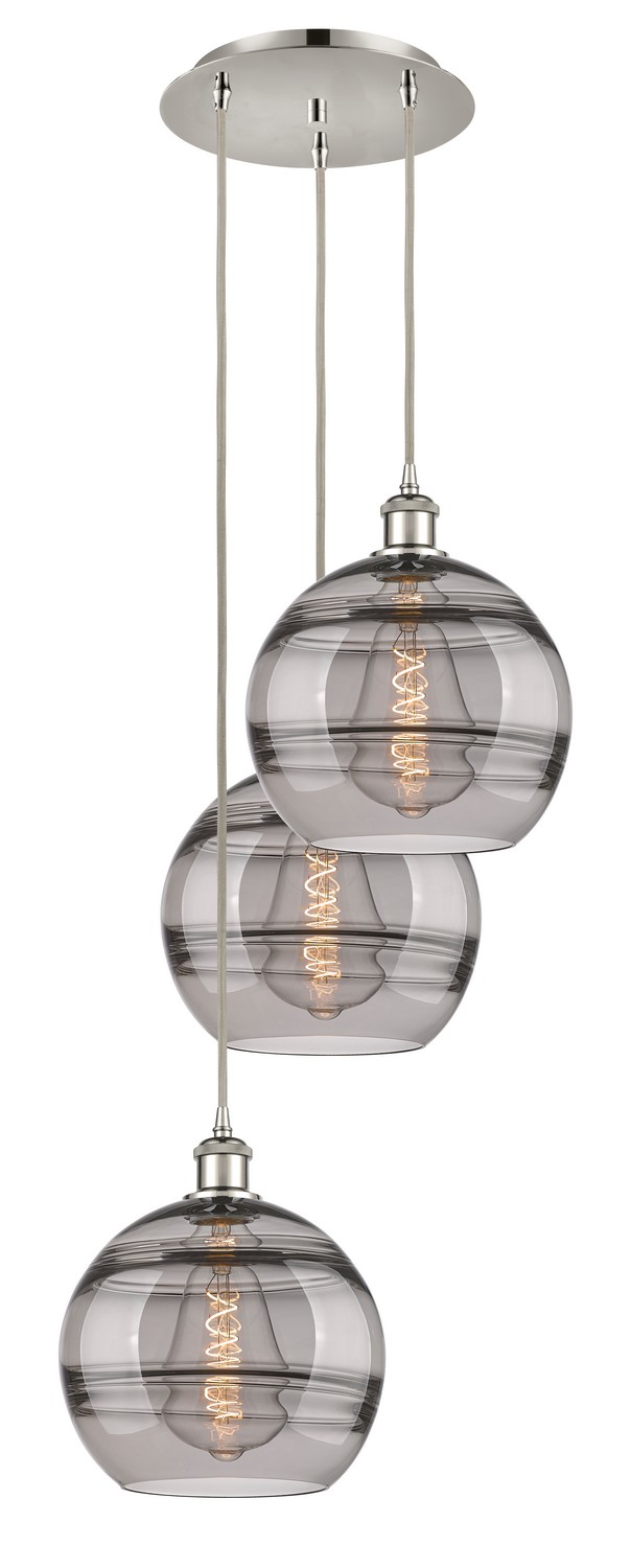 Three Light Pendant by Innovations - Ballston Collection, Polished Nickel Finish - 113B-3P-PN-G556-10SM