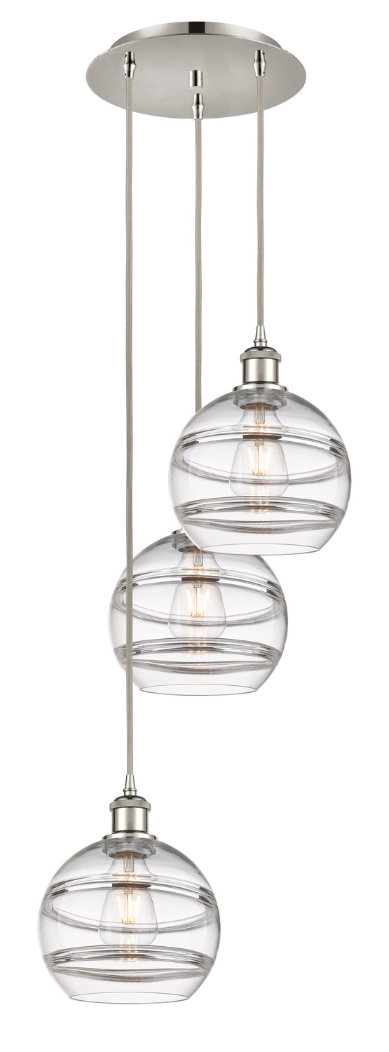 Three Light Pendant by Innovations - Ballston Collection, Polished Nickel Finish - 113B-3P-PN-G556-8CL