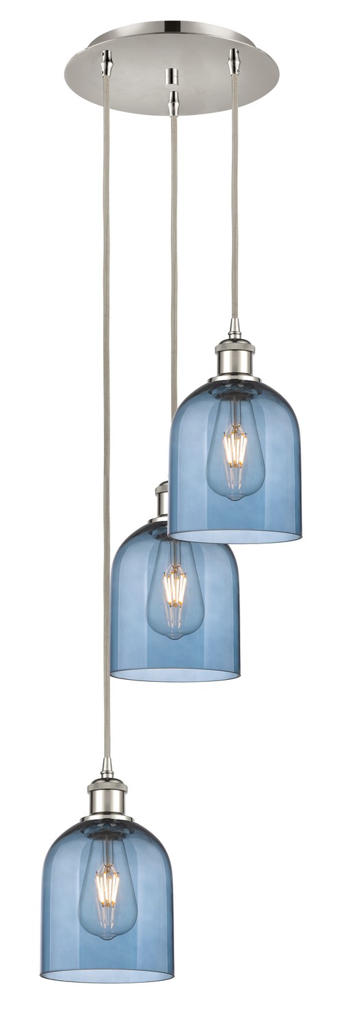 Three Light Pendant by Innovations - Ballston Collection, Polished Nickel Finish - 113B-3P-PN-G558-6BL