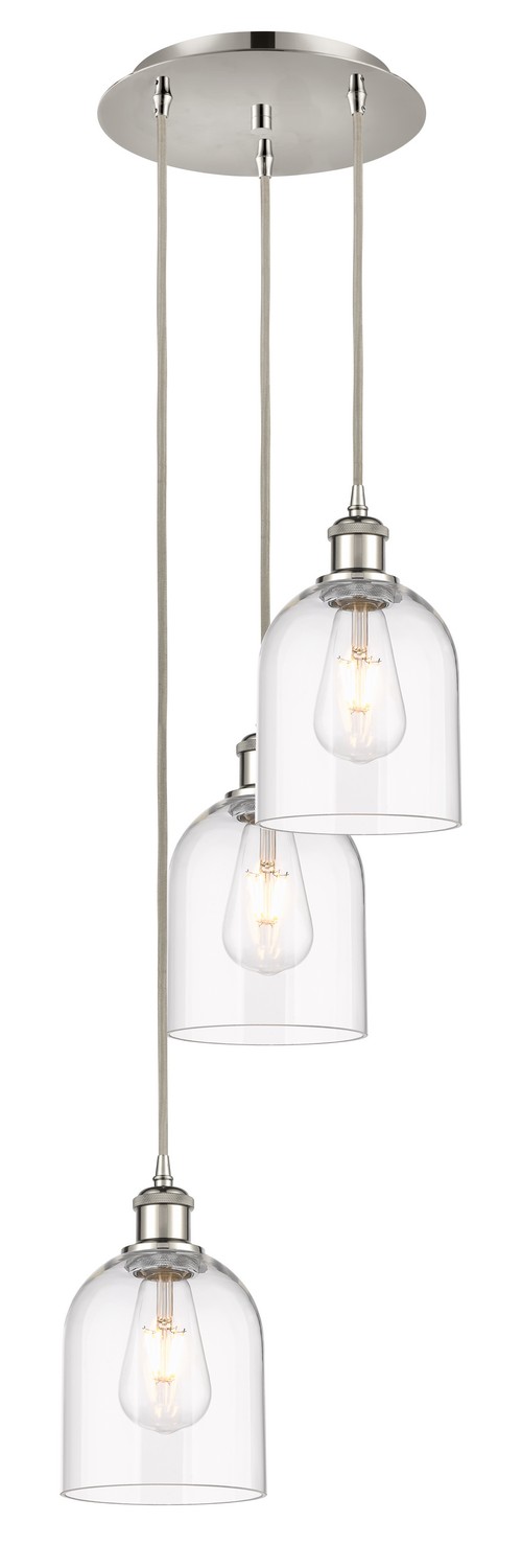 Three Light Pendant by Innovations - Ballston Collection, Polished Nickel Finish - 113B-3P-PN-G558-6CL