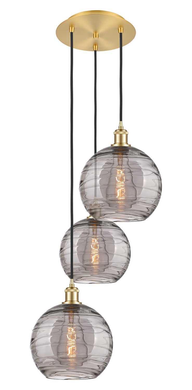 Three Light Pendant by Innovations - Ballston Collection, Satin Gold Finish - 113B-3P-SG-G1213-10SM