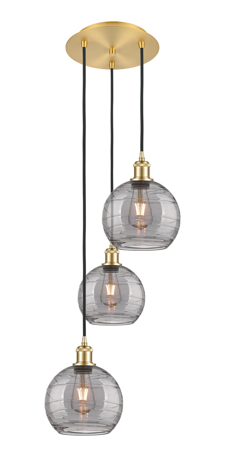 Three Light Pendant by Innovations - Ballston Collection, Satin Gold Finish - 113B-3P-SG-G1213-8SM