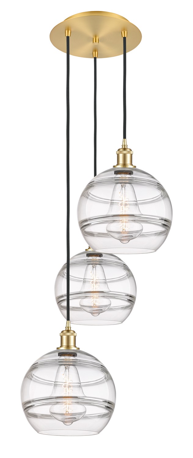 Three Light Pendant by Innovations - Ballston Collection, Satin Gold Finish - 113B-3P-SG-G556-10CL