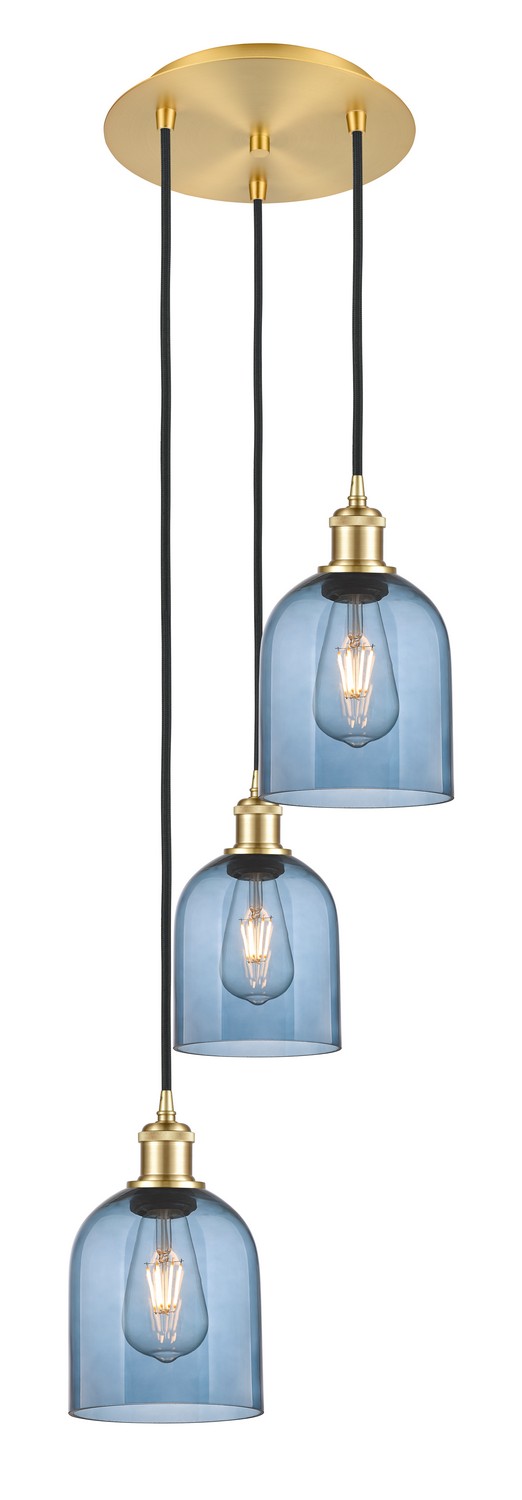 Three Light Pendant by Innovations - Ballston Collection, Satin Gold Finish - 113B-3P-SG-G558-6BL