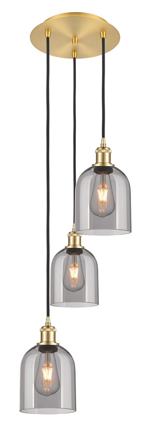 Three Light Pendant by Innovations - Ballston Collection, Satin Gold Finish - 113B-3P-SG-G558-6SM