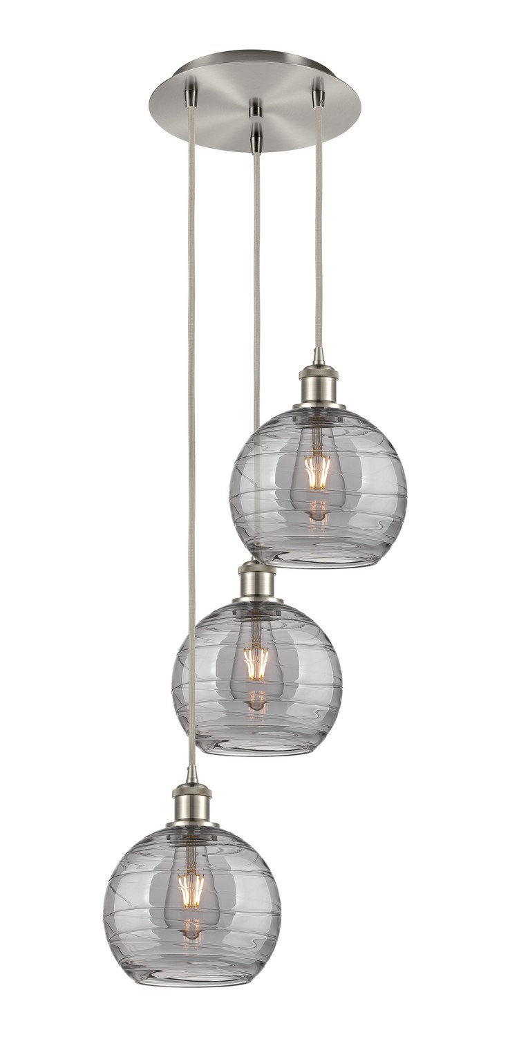 Three Light Pendant by Innovations - Ballston Collection, Brushed Satin Nickel Finish - 113B-3P-SN-G1213-8SM
