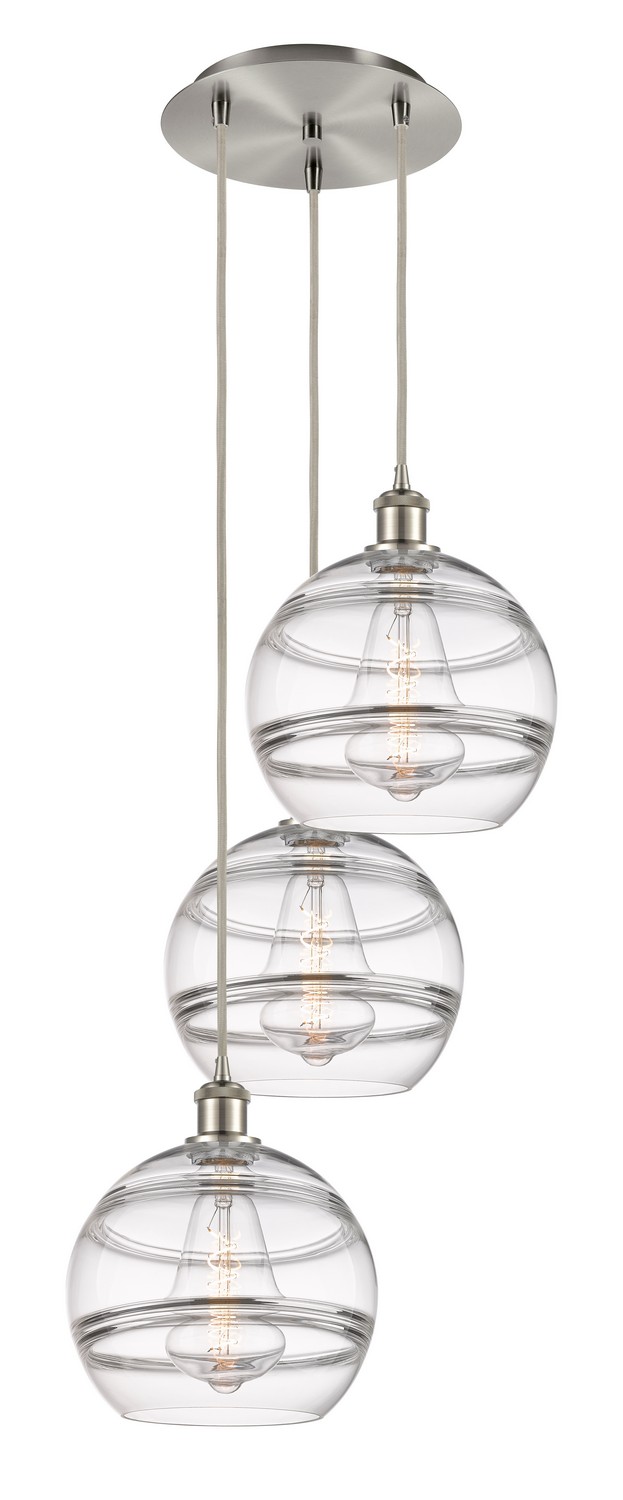 Three Light Pendant by Innovations - Ballston Collection, Brushed Satin Nickel Finish - 113B-3P-SN-G556-10CL