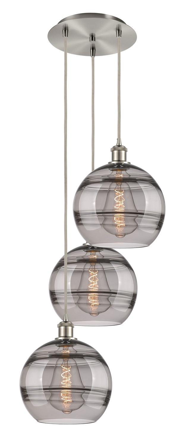 Three Light Pendant by Innovations - Ballston Collection, Brushed Satin Nickel Finish - 113B-3P-SN-G556-10SM