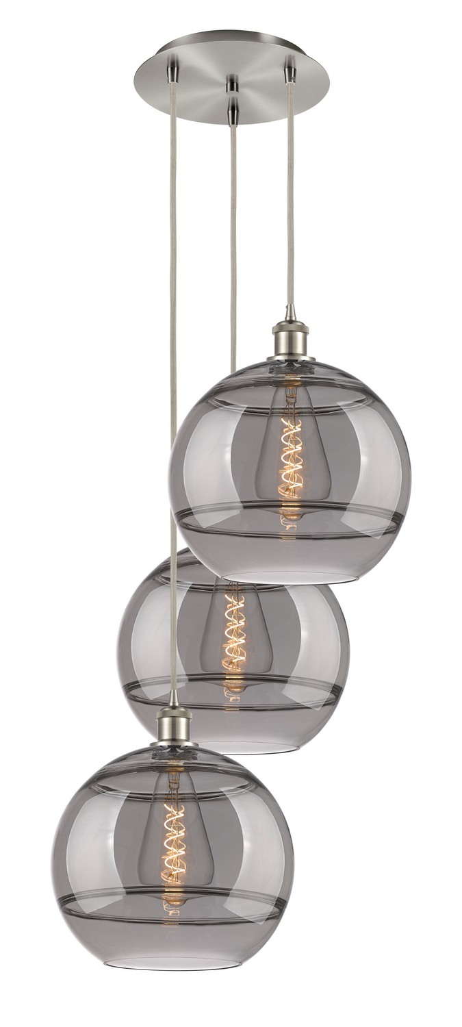 Three Light Pendant by Innovations - Ballston Collection, Brushed Satin Nickel Finish - 113B-3P-SN-G556-12SM