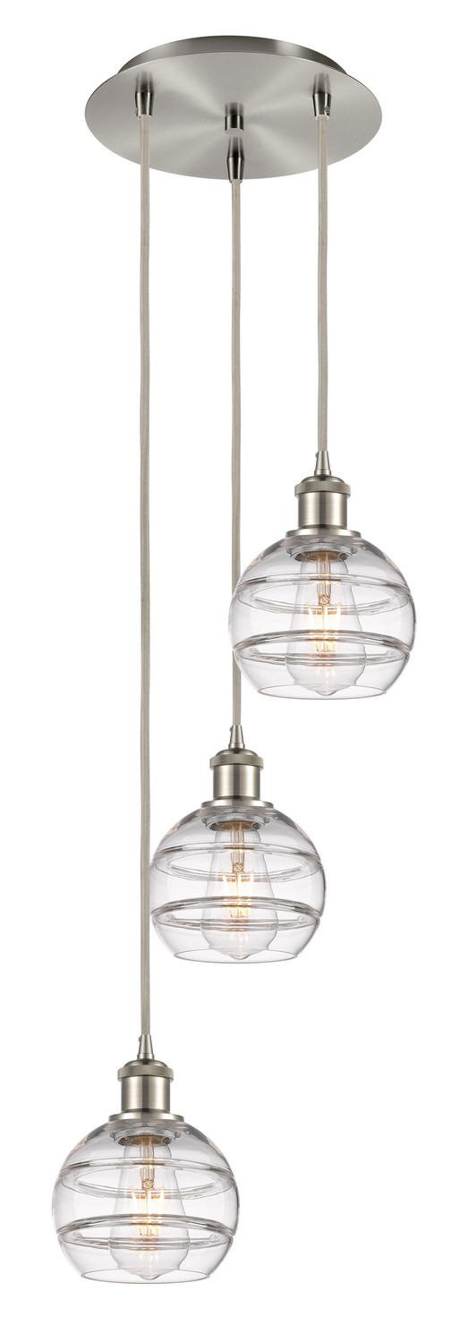 Three Light Pendant by Innovations - Ballston Collection, Brushed Satin Nickel Finish - 113B-3P-SN-G556-6CL