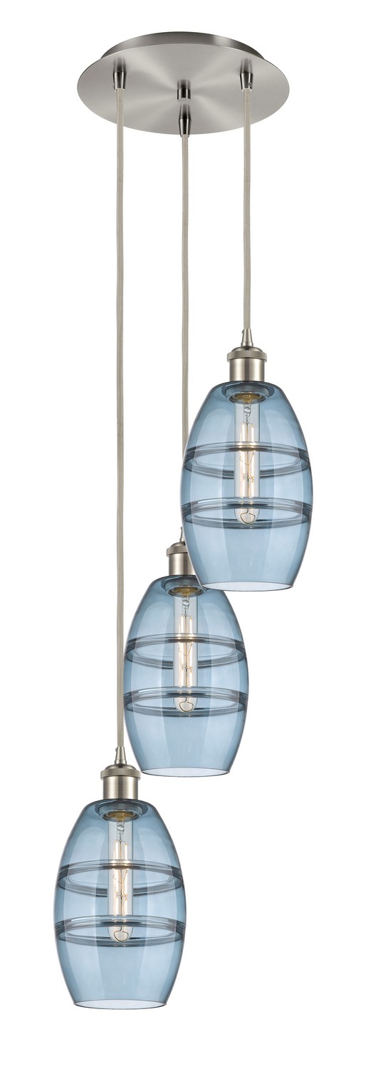Three Light Pendant by Innovations - Ballston Collection, Brushed Satin Nickel Finish - 113B-3P-SN-G557-6BL