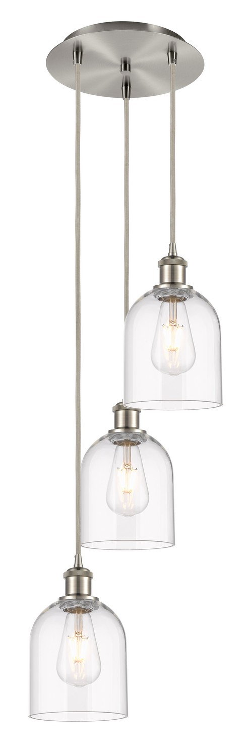 Three Light Pendant by Innovations - Ballston Collection, Brushed Satin Nickel Finish - 113B-3P-SN-G558-6CL