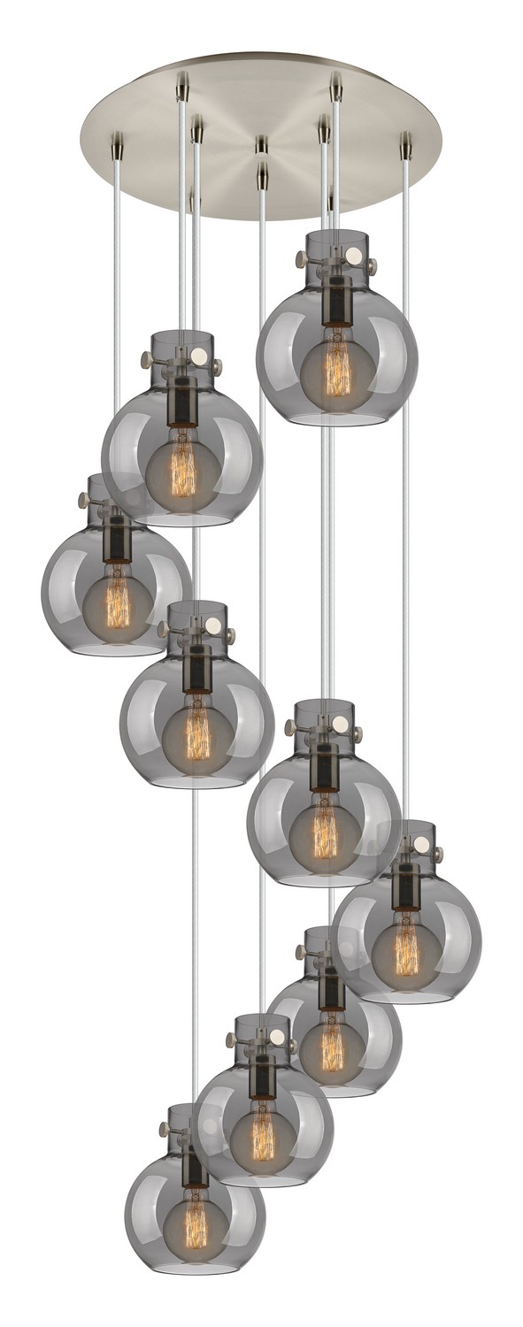 Nine Light Pendant by Innovations - Newton Collection, Brushed Satin Nickel Finish - 119-410-1PS-SN-G410-8SM