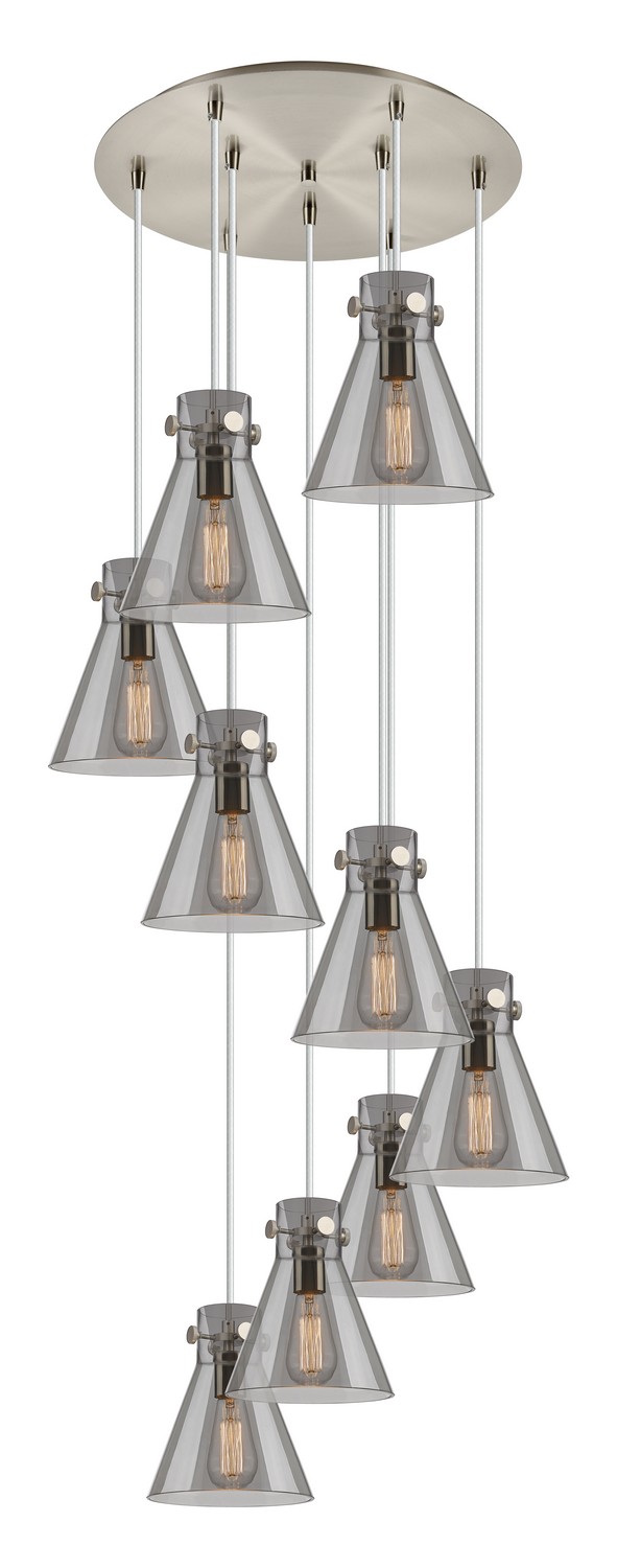 Nine Light Pendant by Innovations - Downtown Urban Collection, Brushed Satin Nickel Finish - 119-410-1PS-SN-G411-8SM