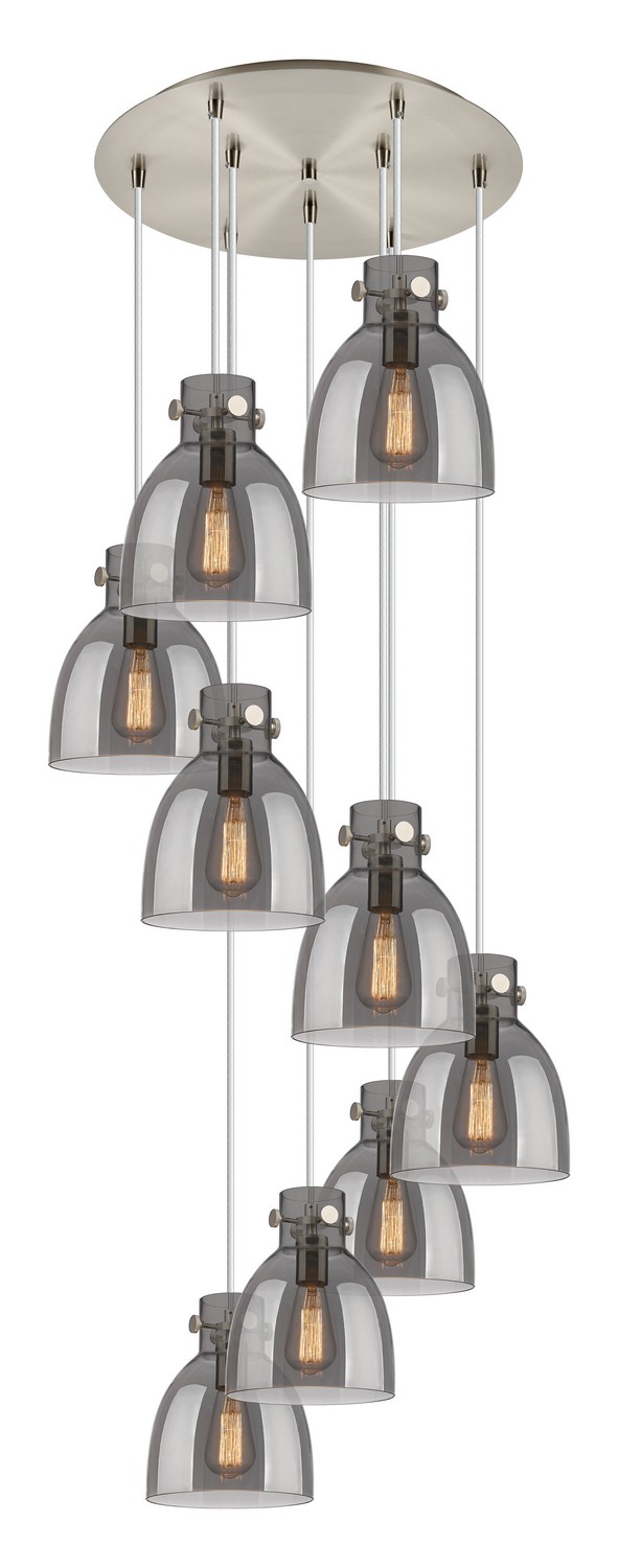 Nine Light Pendant by Innovations - Downtown Urban Collection, Brushed Satin Nickel Finish - 119-410-1PS-SN-G412-8SM