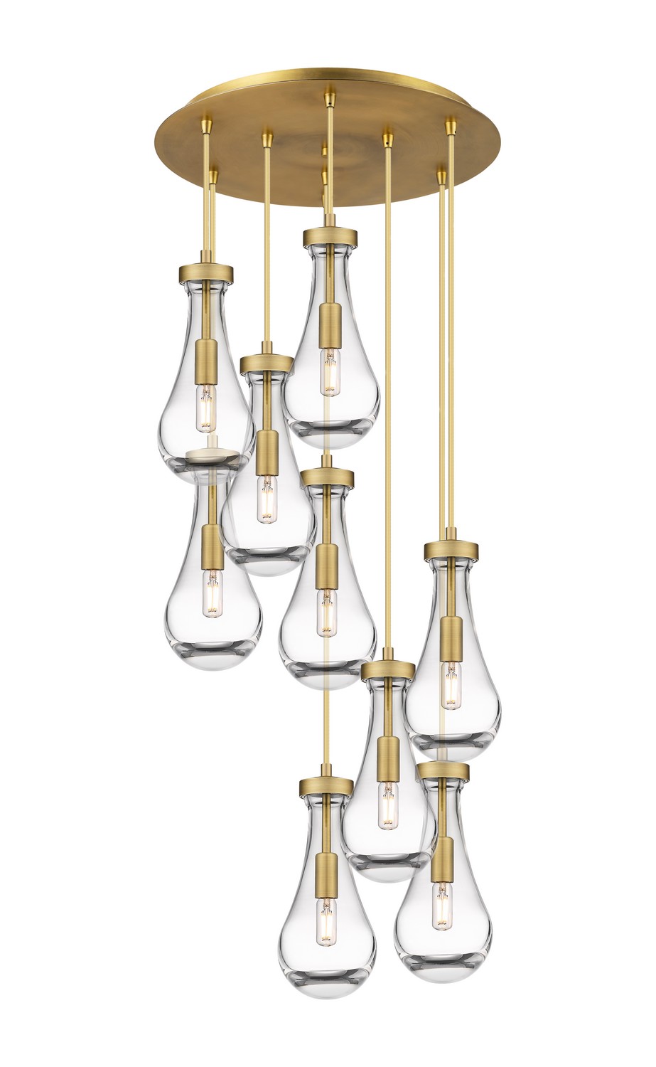 Nine Light Pendant by Innovations - Downtown Urban Collection, Brushed Brass Finish - 119-451-1P-BB-G451-5CL