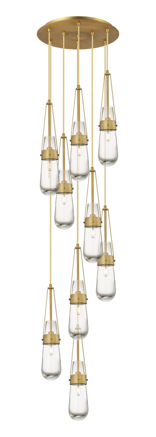 Nine Light Pendant by Innovations - Downtown Urban Collection, Brushed Brass Finish - 119-452-1P-BB-G452-4CL