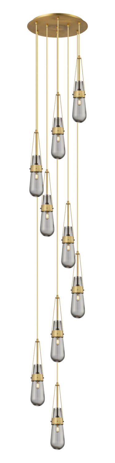 Nine Light Pendant by Innovations - Downtown Urban Collection, Brushed Brass Finish - 119-452-1P-BB-G452-4SM