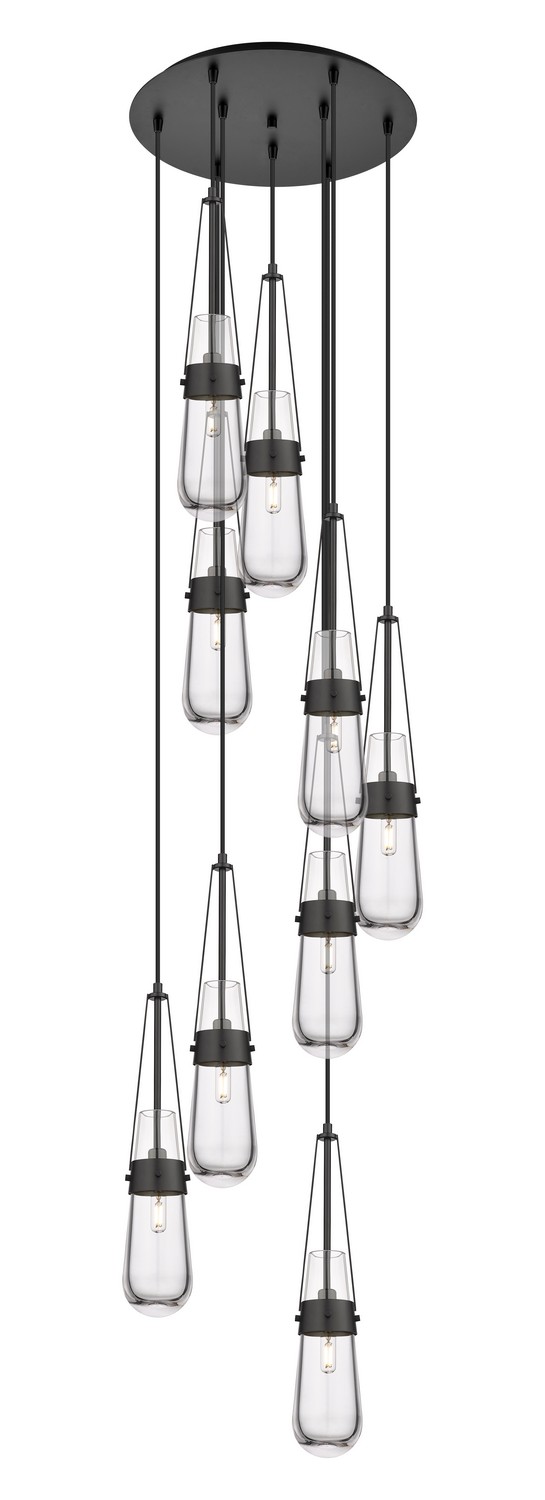 Nine Light Pendant by Innovations - Downtown Urban Collection, Matte Black Finish - 119-452-1P-BK-G452-4CL